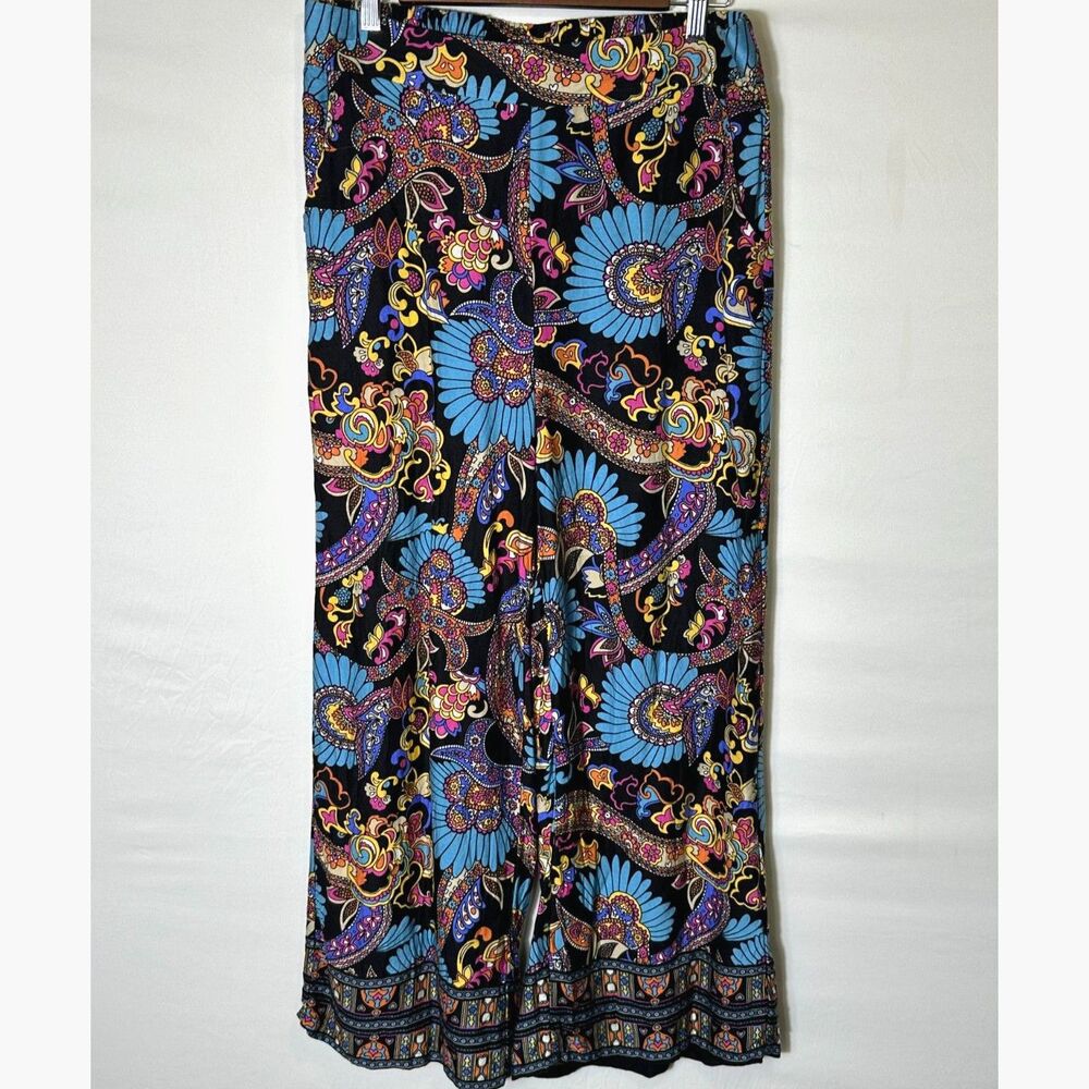 Haute Hippie Women's BOHO Colorful Paisley Print Wide-Leg Palazzo Pants Size L